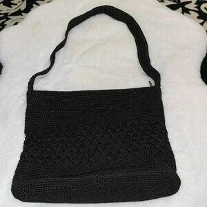 Worthington 90’s Black Crochet Boho Purse Shoulder Bag Vintage Y2K Bohemian